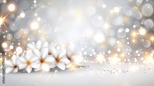 Festive Cherry Blossom Bokeh Background with Sparkling Lights