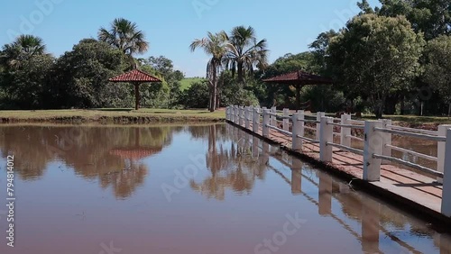 Cassilandia, Mato Grosso do Sul, Brazil - 01 26 2024: Postcard tourist spot called Salto do Rio Apore photo