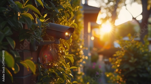 Security CCTV camera at sunset, ensuring safety and peace of mind for residents.