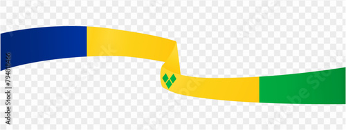 Saint Vincent and the Grenadines flag wave isolated on png or transparent background vector illustration. photo
