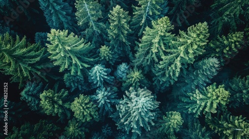 Top down perspective of a forest seen from above