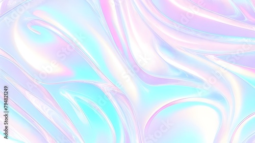 Holographic background seamless trendy iridescent light foil texture. Soft holographic pastel unicorn marble background pattern. Modern pearlescent blurry abstract swirl illustration.