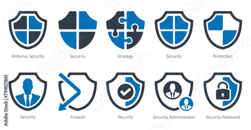 A set of 10 Security icons as antivirus security, security, strategy