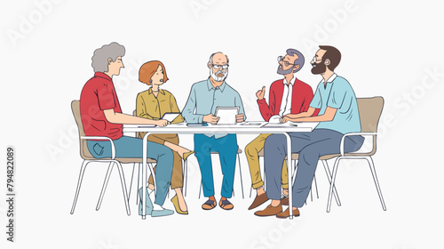 Senior man talking to his team during a meeting in an