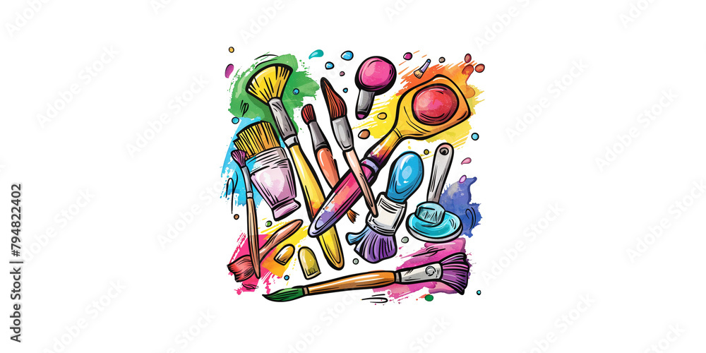 designed in handdrawn style with bright colors on painting colorwater on white background
designed in handdrawn style with bright colors on painting colorwater on white background