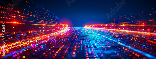 Speeding Through a Futuristic Tunnel, Abstract Light Motion Blur, Technology and Movement Concept