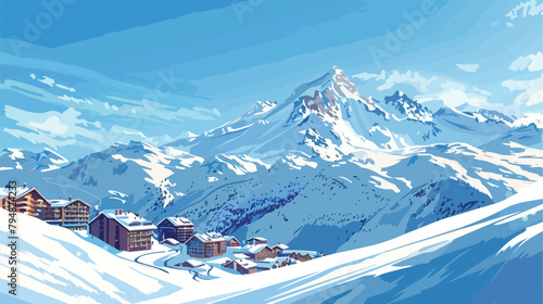Ski resort in winter Alps. Val Thorens 3 Valleys Fran photo