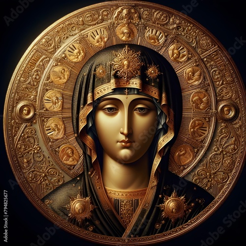Byzantine-inspired image of Mother of God photo