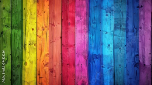 A rainbow gradient background with LGBTQ pride slogans and messages.  photo