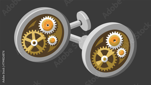 A set of unique cufflinks crafted from repurposed watch gears and recycled sterling silver highlighting the beauty of upcycled materials in