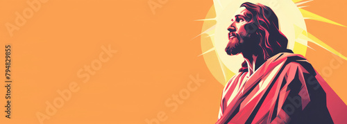 Jesus Christ banner with Copy space, Jesus of Nazareth a first century Jewish preacher and religious leader. He is the central figure of Christianity, the world largest religion.