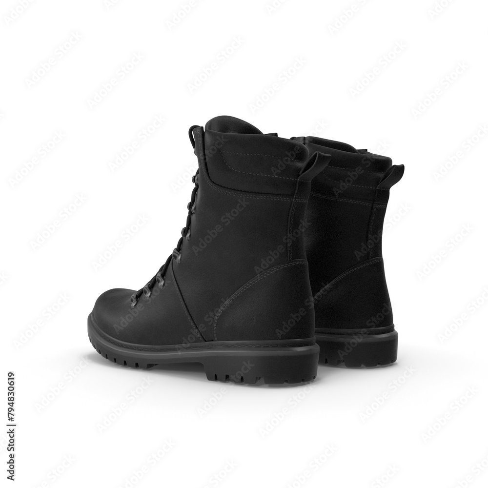 Black canvas combat boots, isolated, Memorial Day or Veterans Day concept. Boots military equipment of the Armed Forces, Black Leather Army Boots Black canvas combat boots, isolated, Memorial Day or Veterans Day concept. Boots military equipment of the Armed Forces, Black Leather Army Boots