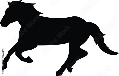 horse silhouette, black, illustration, eps vector. 