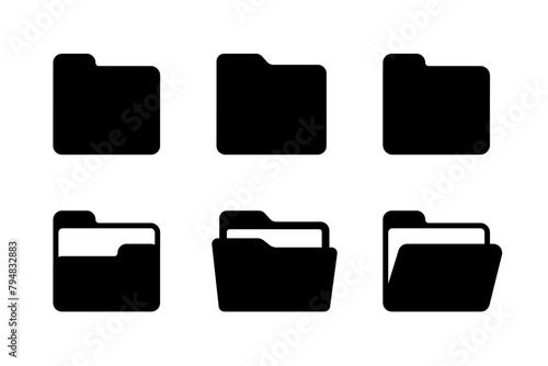 Open and closed folders flat icon set