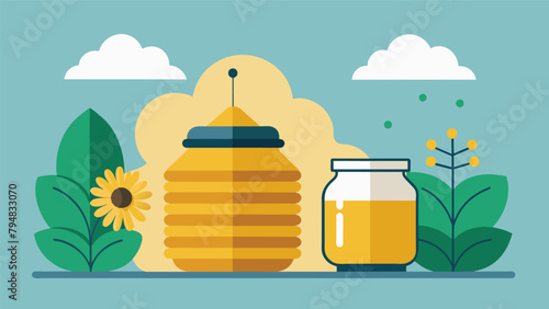 A disrupted beehive next to a jar of honey symbolizing the decline of pollinator populations due to pesticide use in agriculture.
