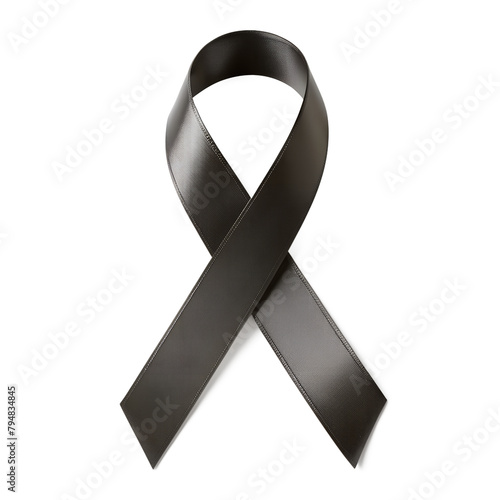 black ribbon isolated on transparent background. AI Generative