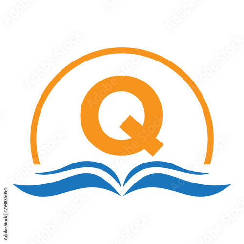 Letter Q Education Logo Book Concept. Training Career Sign, University, Academy Graduation Logo Template Design