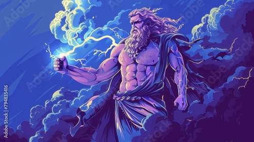 Zeus the sky and thunder god in ancient Greek religion and mythology, who rules as king of the gods on Mount Olympus. His name is cognate with the first syllable of his Roman equivalent Jupiter photo