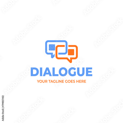 logo design featuring intertwined speech bubbles, symbolizing communication, interaction, and connectivity. Perfect for organizations, forums, or platforms emphasizing dialogue and exchange of ideas.