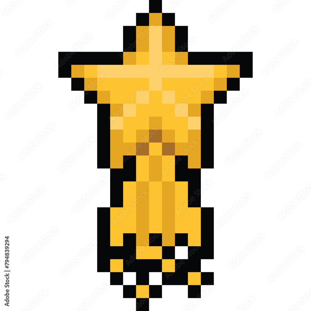 Obraz premium Pixel art gold comet icon 2