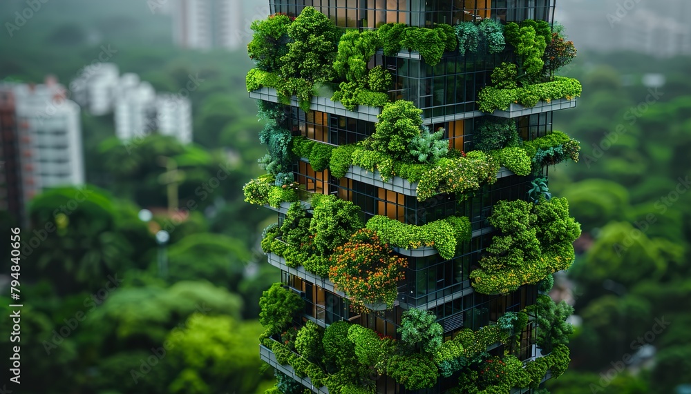 Eco-friendly building in modern city. 