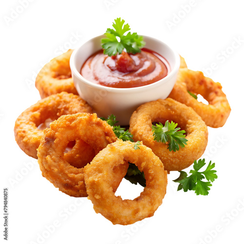 onion rings with souse transparent background