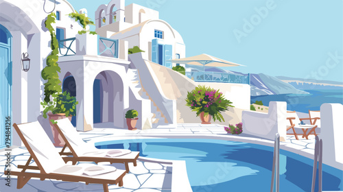 White architecture in Santorini island Greece. Beautiful