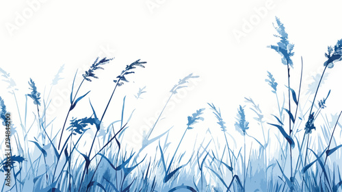 Wild blue grasses in a forest. Macro image shallow