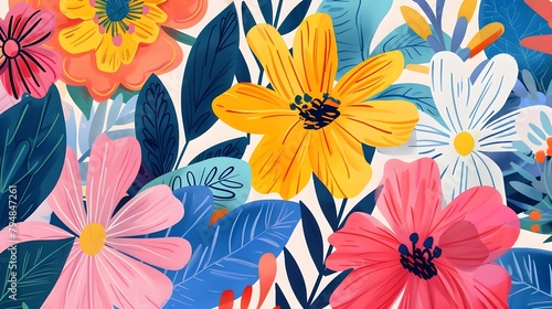 Charming Doodled Flowers A Blooming Vision for Captivating Web Design Elements Generative ai