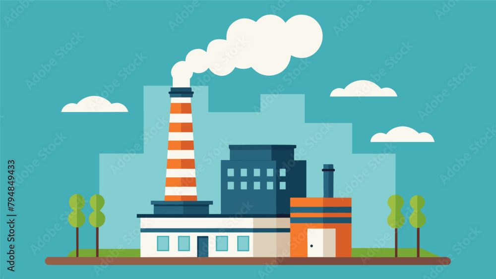 A factory chimney emitting water instead of smoke representing the pollution caused by industrial water usage. A factory chimney emitting water instead of smoke representing the pollution caused by industrial water usage.