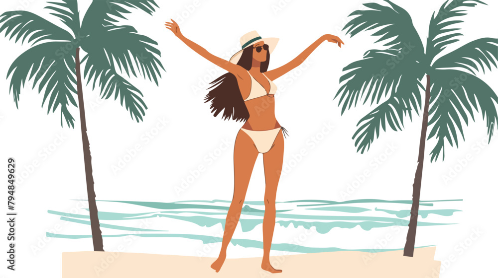 Woman in a bikini having fun during a summer vacation