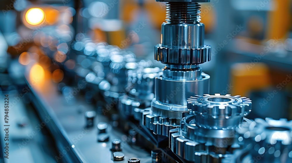 High tech industrial manufacturing, mechanical parts, quality. Generative AI. High tech industrial manufacturing, mechanical parts, quality. Generative AI.