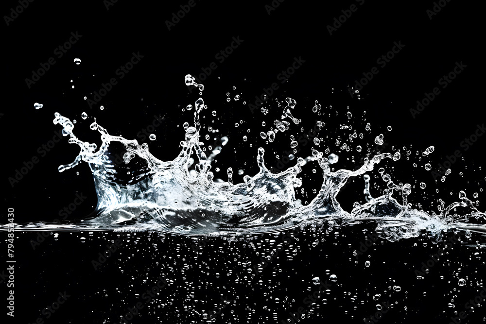 Splashing water on a black background. water splash refreshing black background. Splashing water on a black background. water splash refreshing black background.
