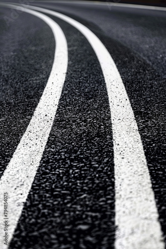 black asphalt road and white dividing lines
 photo