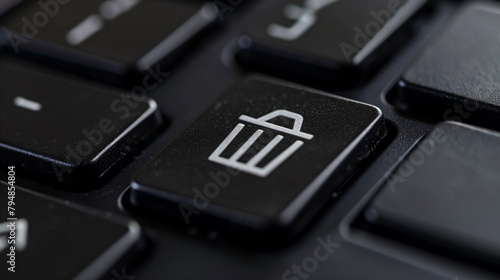 An image depicting the concept of deleting unnecessary digital files and managing electronic waste, featuring a recycle bin icon on a computer keyboard. © TensorSpark