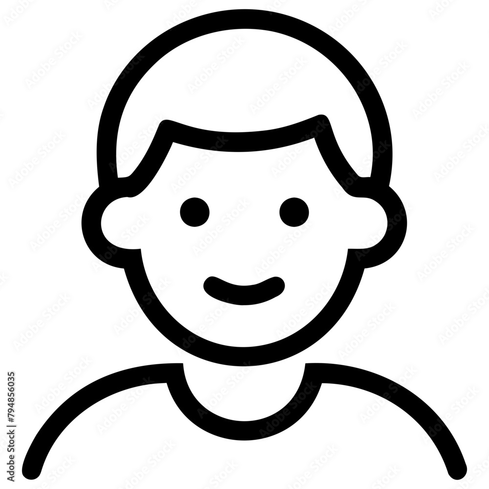 Cheerful User Avatar Line Art Icon Cheerful User Avatar Line Art Icon