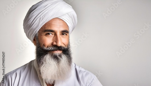 Sikh man with turban and beard on minimalist background photo