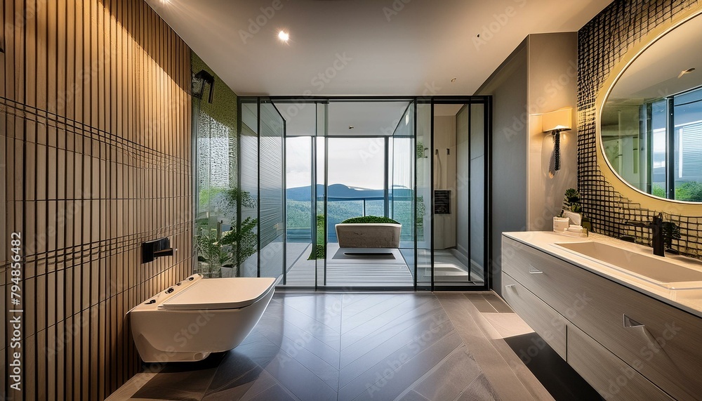 Simplicity Defined: Minimalist Bathroom with Floating Vanity and Frameless Shower Enclosure