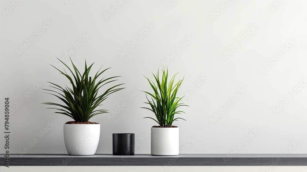 Modern Greenery: Chic Plants on Black Table Setting Modern Greenery: Chic Plants on Black Table Setting