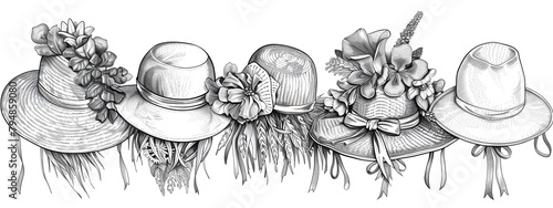 Festive Straw Hat Contests Showcasing Creative and Elaborate Headpieces Adorned with Ribbons Flowers and Other photo