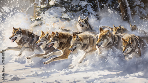 Arctic Harmony: Wolves in Play