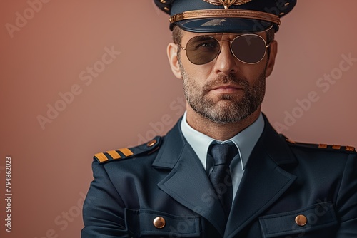 Experienced Pilot in Uniform Poses for Picture