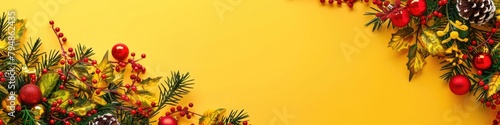 A playful holiday border with a solid sunny yellow background, ideal for a cheerful and vibrant design.