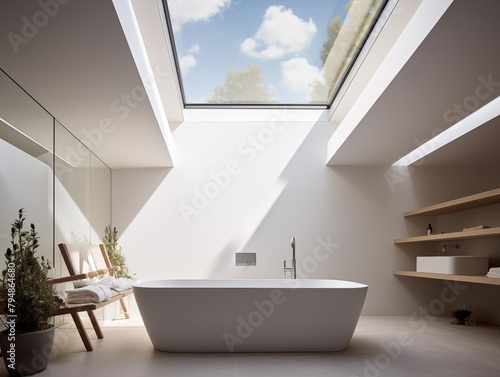 A Modern Bathroom Basked in Morning Light, Present Day photo