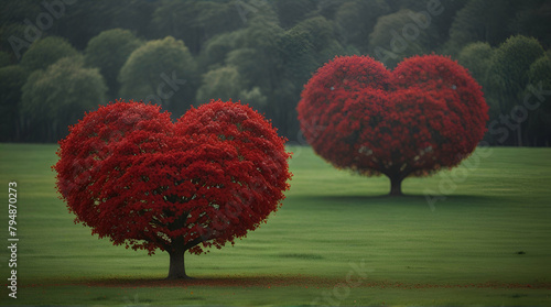 Red heart shaped tree  Generative.AI 