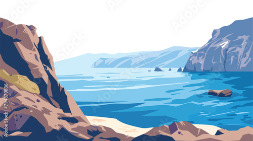 Clear blue sea and volcanic rocks on the sea coast 