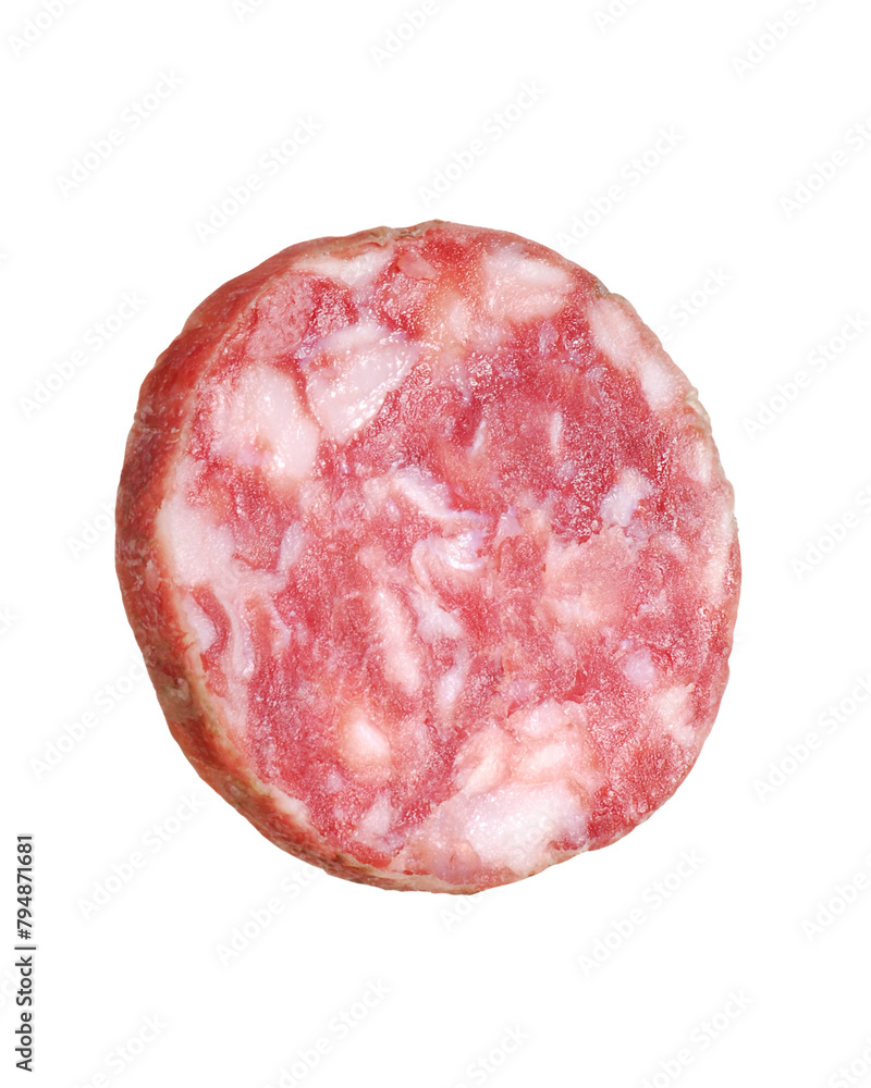 Pork salami isolated on transparent layered background. Pork salami isolated on transparent layered background.