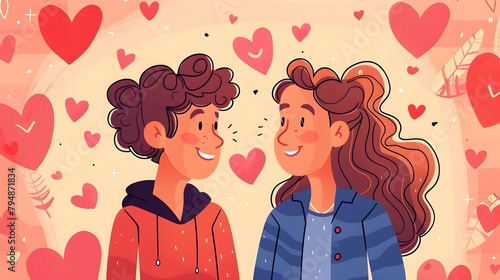 Loving Embrace A Whimsical of Affectionate Couples Celebrating Valentine s Day