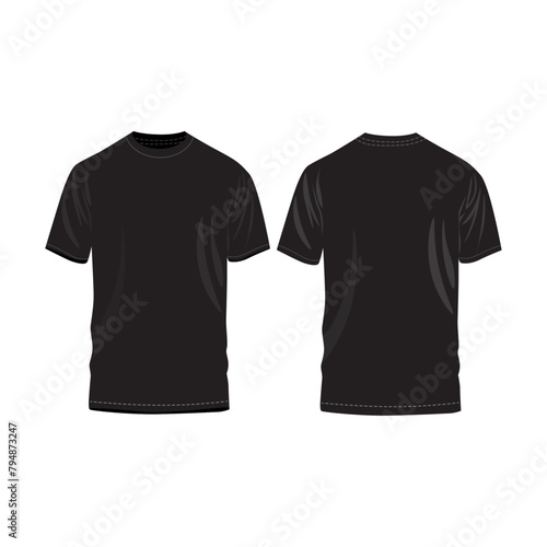 black t shirt design for men in flat style, vector illustration.