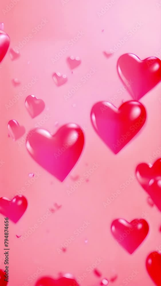 Delicate red hearts float on pink pastel background. Place to advertise. Copy space for congratulation text Mother Father Valentine Day, wedding, Birthday. 3D Illustration Vertical Happy Mother's Day Delicate red hearts float on pink pastel background. Place to advertise. Copy space for congratulation text Mother Father Valentine Day, wedding, Birthday. 3D Illustration Vertical Happy Mother's Day
